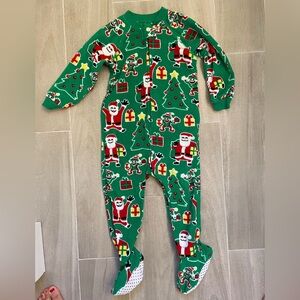 Festive Green Santa Kids One Piece Jammie’s size 2t